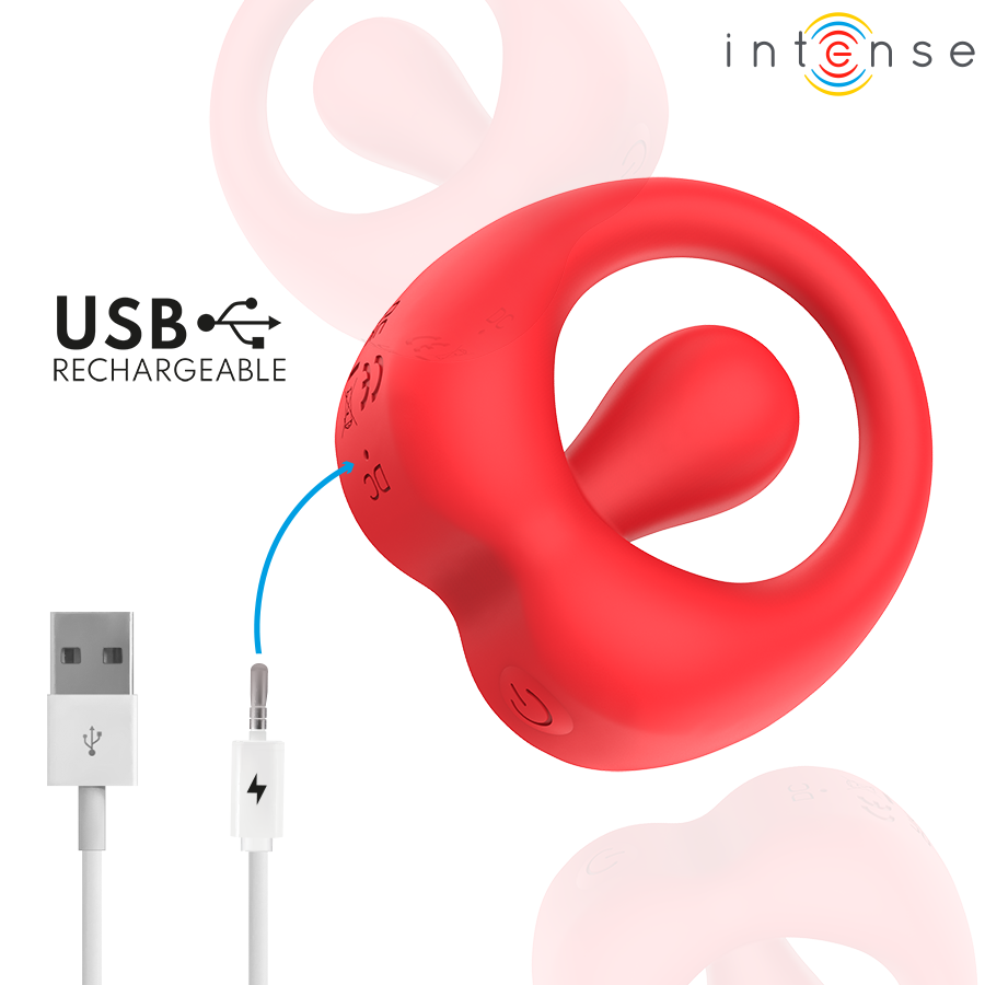 RUSSELL VIBRATING PENIS RING WITH CLITORIS STIMULATION RED