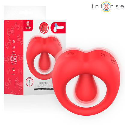 RUSSELL VIBRATING PENIS RING WITH CLITORIS STIMULATION RED