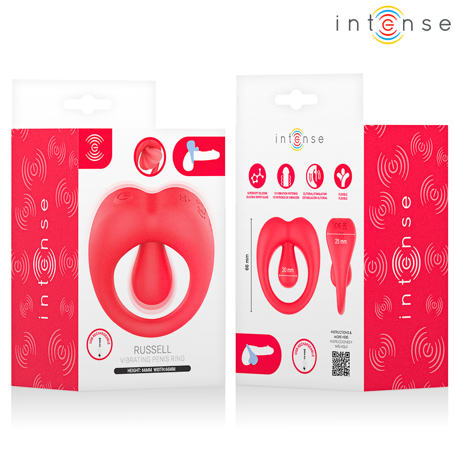 RUSSELL VIBRATING PENIS RING WITH CLITORIS STIMULATION RED