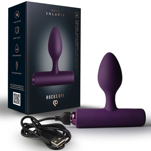 NOVA SOLARIS RECHARGEABLE SLIM & POWERFUL ANAL PLUG 16 FUNCTION PURPLE
