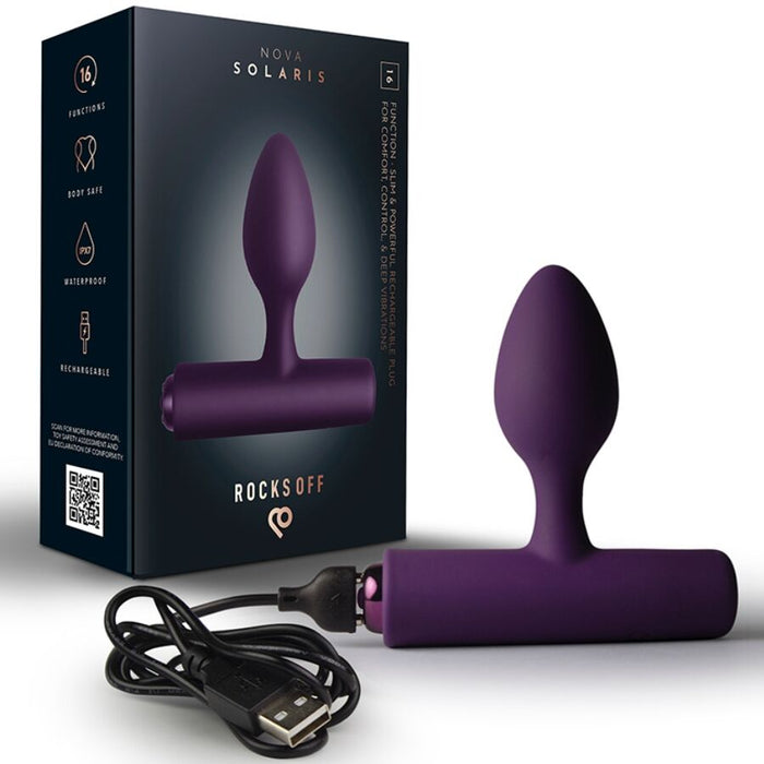 NOVA SOLARIS RECHARGEABLE SLIM & POWERFUL ANAL PLUG 16 FUNCTION PURPLE