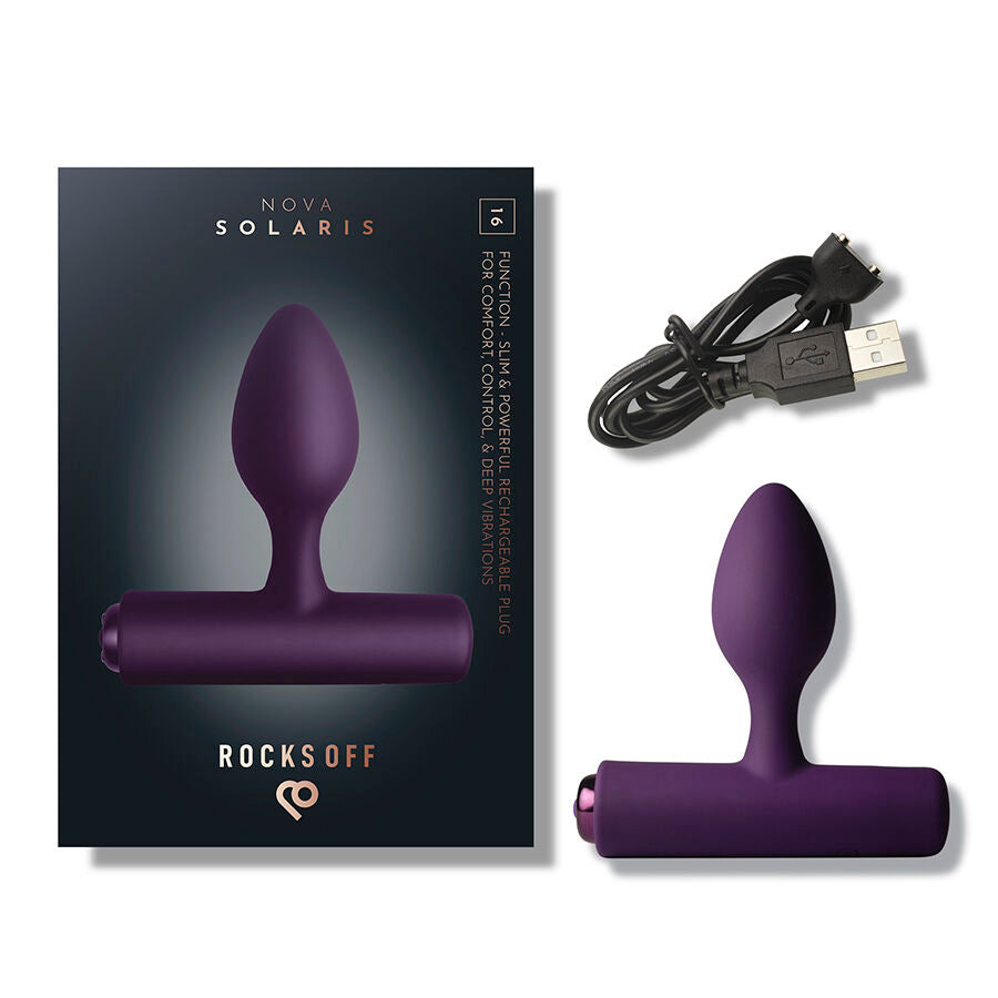 NOVA SOLARIS RECHARGEABLE SLIM & POWERFUL ANAL PLUG 16 FUNCTION PURPLE