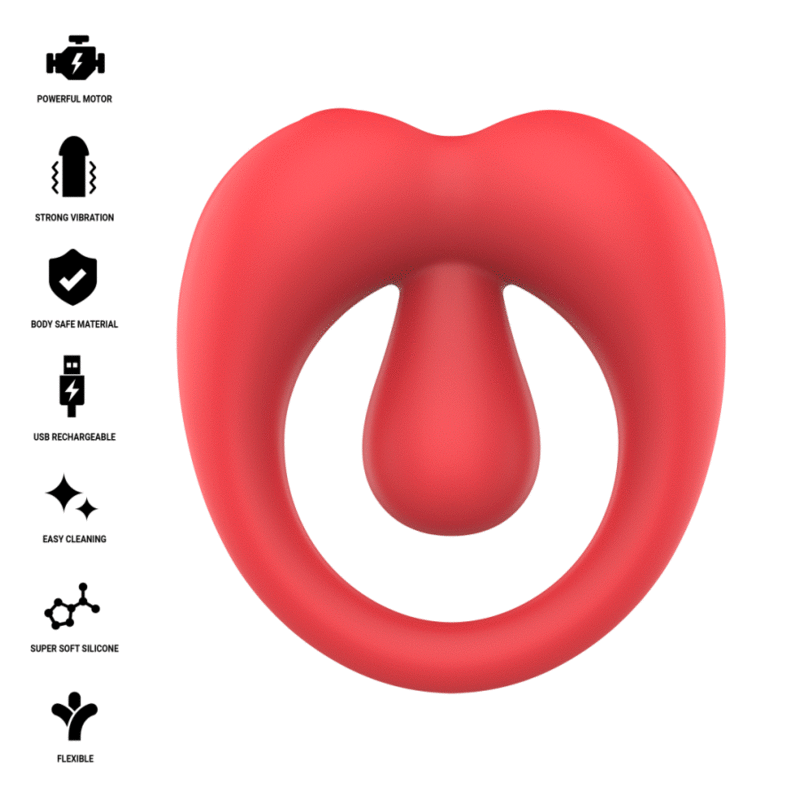 RUSSELL VIBRATING PENIS RING WITH CLITORIS STIMULATION RED