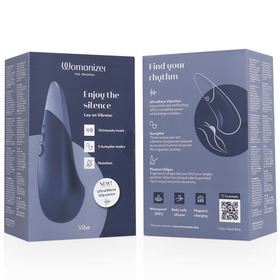 WOMANIZER VIBE LAY-ON SILENT VIBRATOR (dark blue) - LuvMechanics
